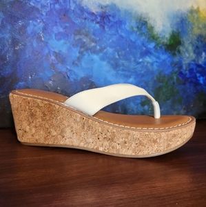 NWOT Rampage Daryn Cork Wedge Sandals, White, Size: 9